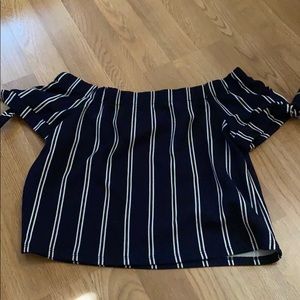 Off the shoulder stripped shirt